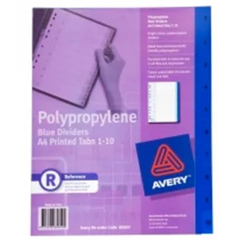 AVERY BRIGHT COLOUR DIVIDERS A4 PP 1-10 Index Blue